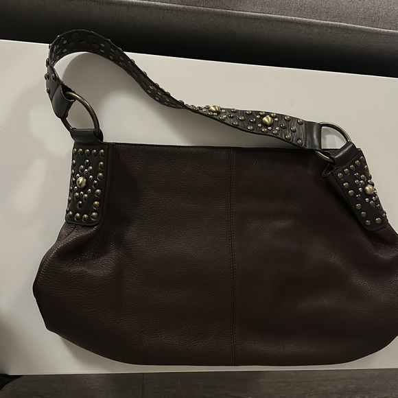 Nordstrom Brown leather studded shoulder bag - Picture 1 of 9